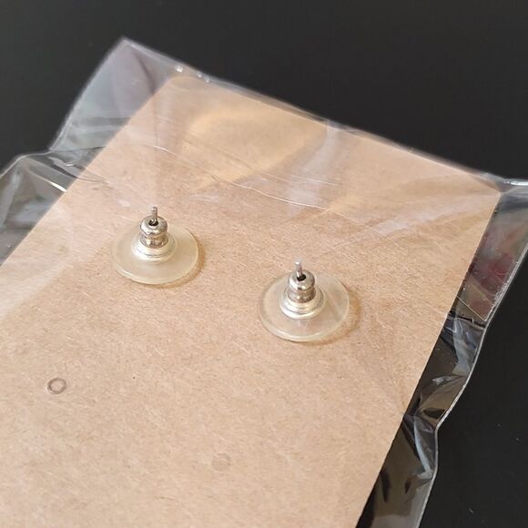 Hand Crafted 2-Tone Wood Organically Round Pierced Earrings New in Package - Picture 3 of 5